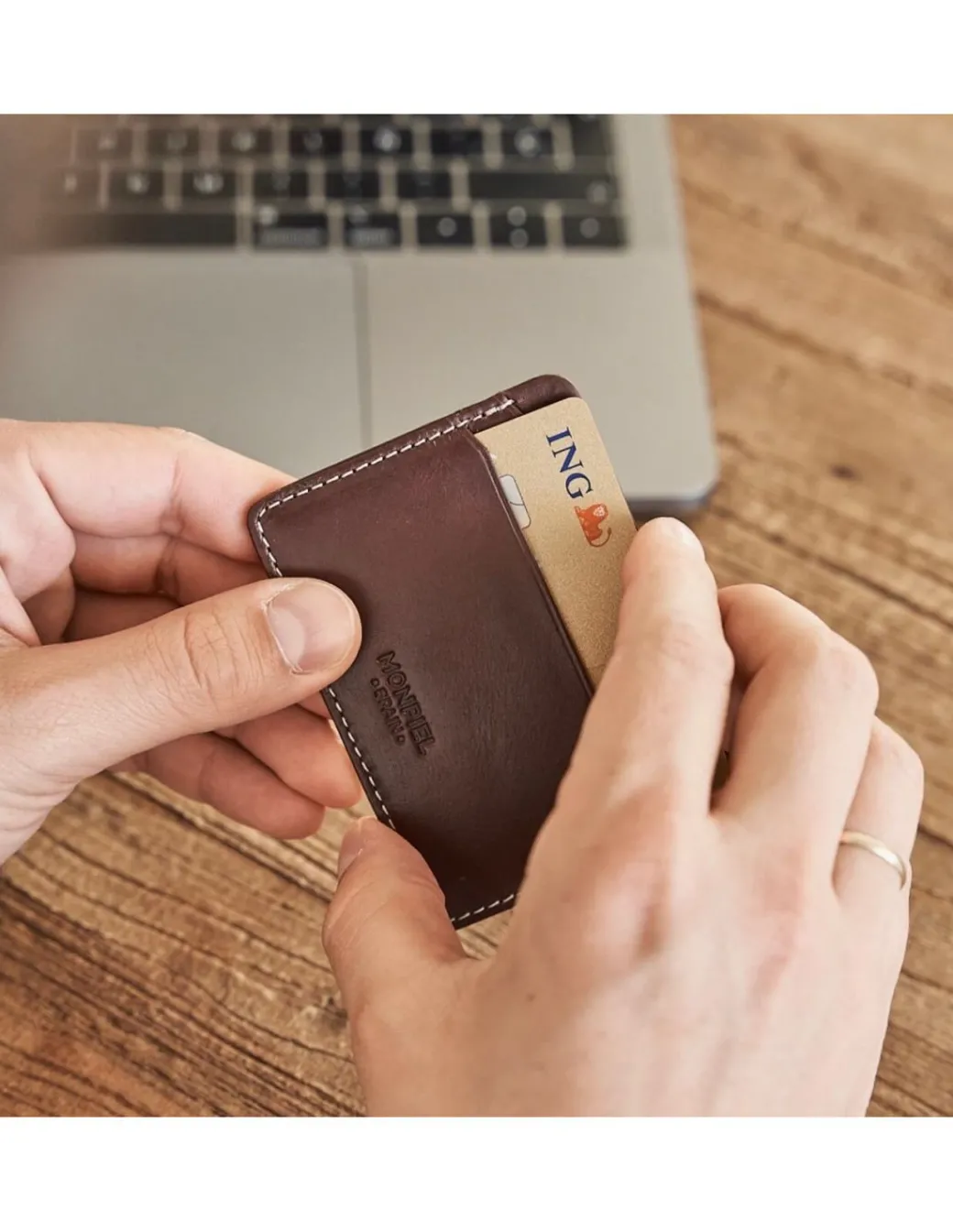 Leather Card Holders^MONPIEL Leather Card Holder Mini Brown