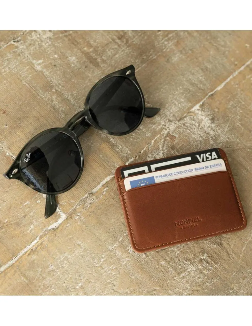 Leather Card Holders^MONPIEL Leather Card Holder Mini Havana