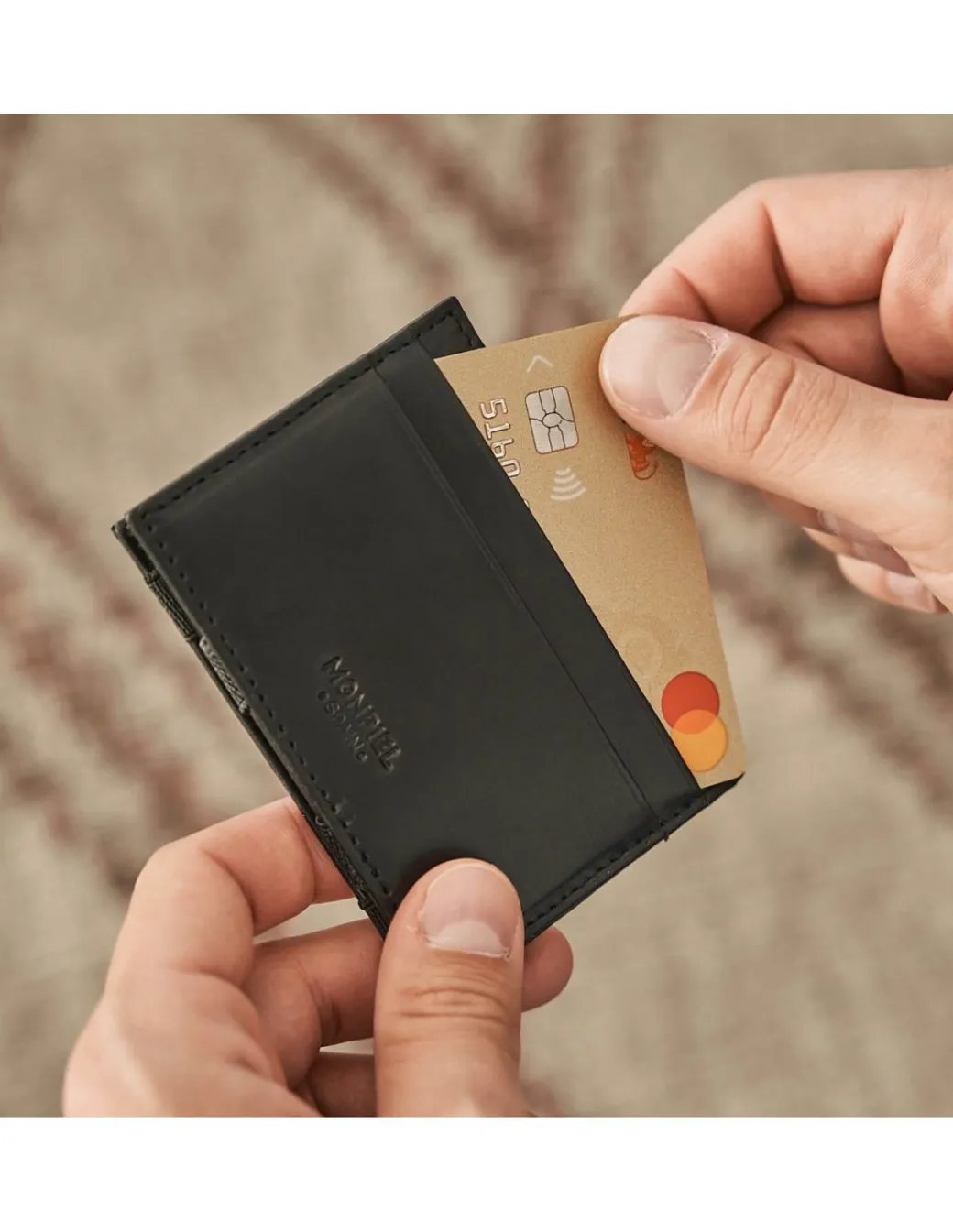 Leather Card Holders^MONPIEL Leather Magic Card Holder Black