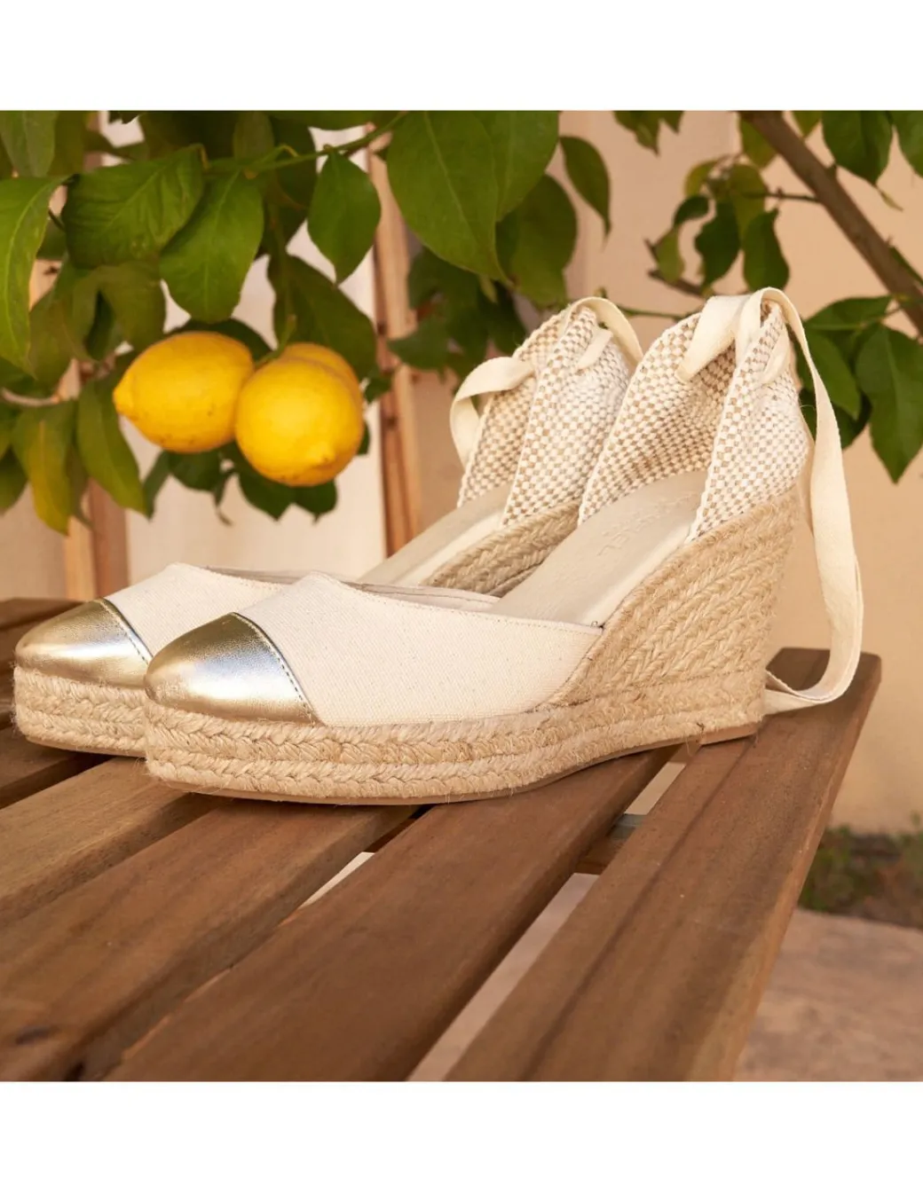 Espadrille^MONPIEL Leather Wedge Espadrille With Creta Toe Cap