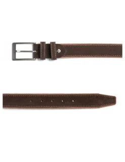 Men'S Leather Belts^MONPIEL Man Suede Leather Belt Brown