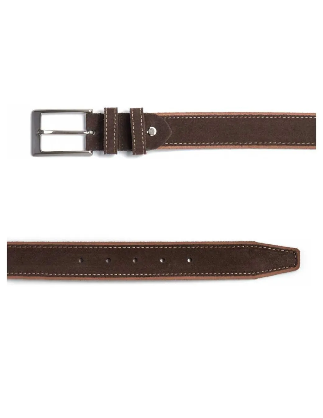 Men'S Leather Belts^MONPIEL Man Suede Leather Belt Brown