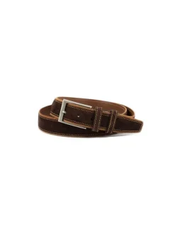Men'S Leather Belts^MONPIEL Man Suede Leather Belt Brown