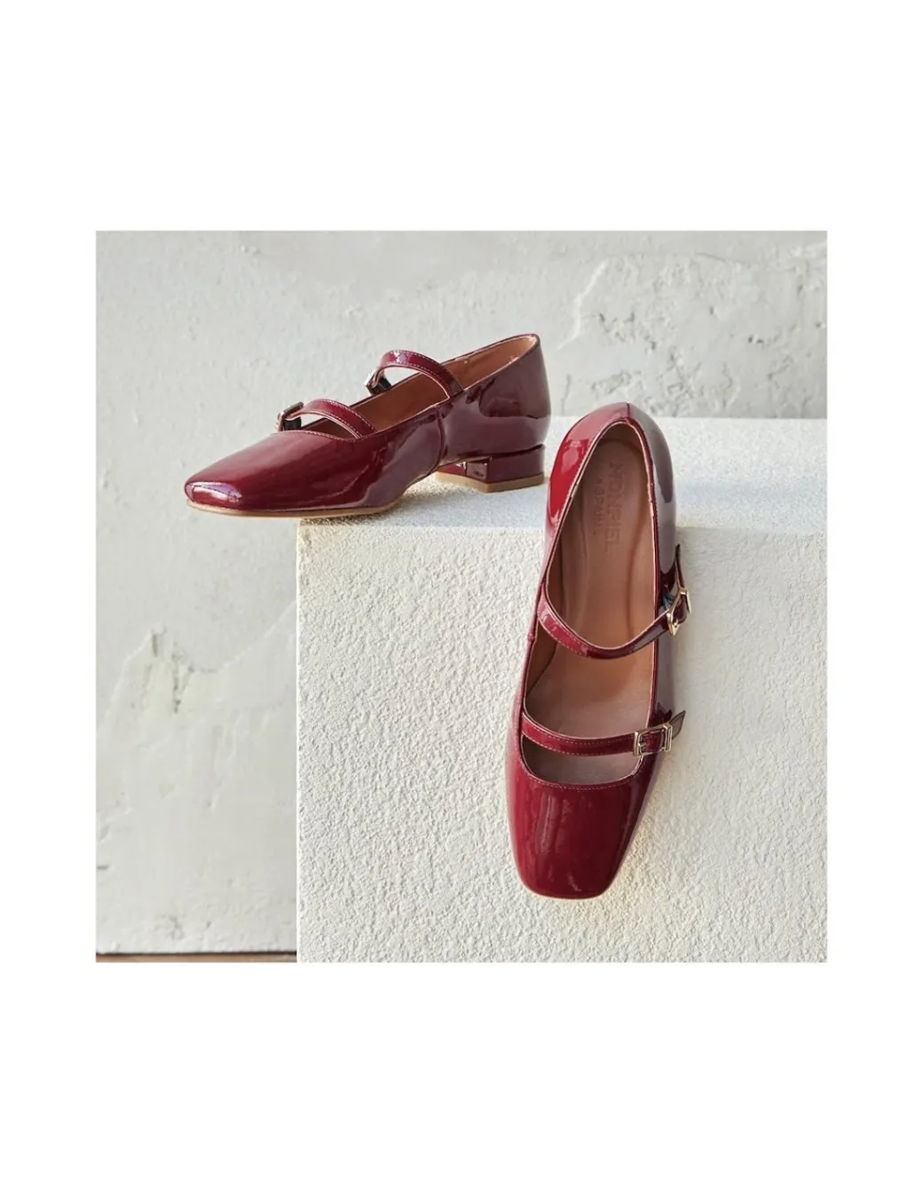 Woman Mary Jane Shoes^MONPIEL Mary Janes Lolina Low Heel Patent Leather Burgundy