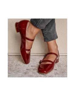 Woman Mary Jane Shoes^MONPIEL Mary Janes Lolina Low Heel Patent Leather Burgundy