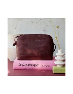 Women'S Leather Bag^MONPIEL Medium Leather Bag Burgundy Snake