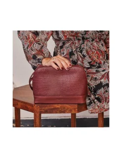 Women'S Leather Bag^MONPIEL Medium Leather Bag Burgundy Snake