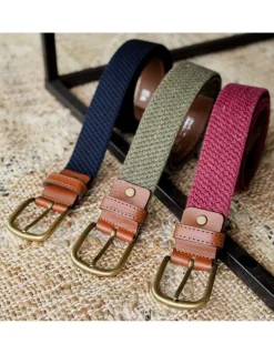 Men'S Leather Belts^MONPIEL Men Elastic Belt Green