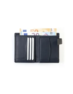 Men'S Leather Wallets^MONPIEL Men'S Leather Wallet With Loop And Purse Lago Black