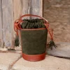 Women'S Leather Bag^MONPIEL Mini Bucket Round Bag Green Suede