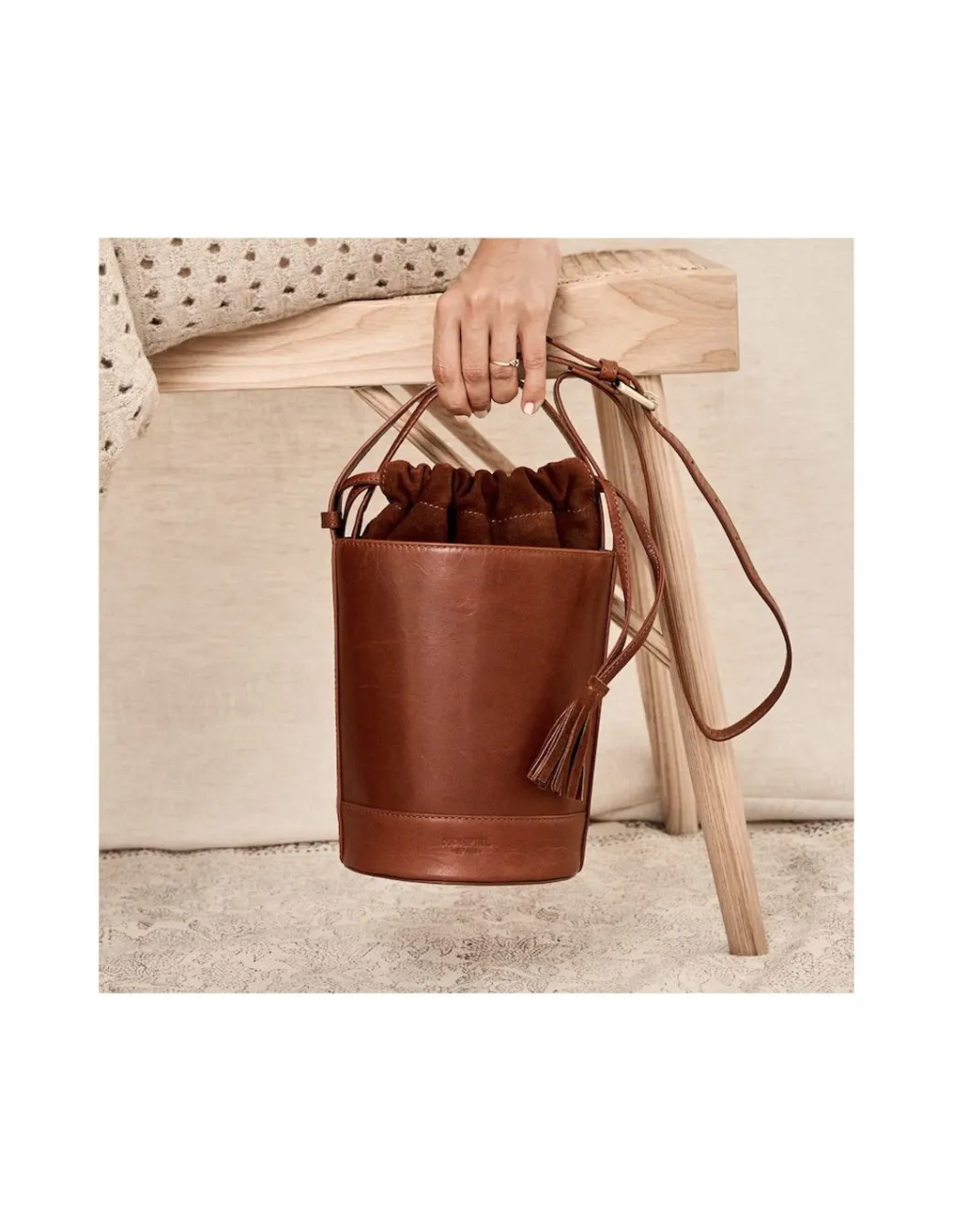 Women'S Leather Bag^MONPIEL Mini Bucket Round Bag Havana
