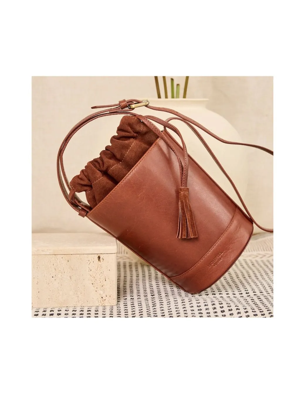 Women'S Leather Bag^MONPIEL Mini Bucket Round Bag Havana