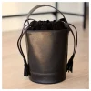Women'S Leather Bag^MONPIEL Mini Bucket Round Bag Black