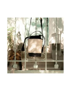 Women'S Leather Bag^MONPIEL Mini Canvas Round Bucket Bag Black