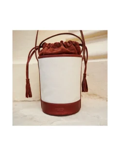 Women'S Leather Bag^MONPIEL Mini Canvas Round Bucket Bag Leather