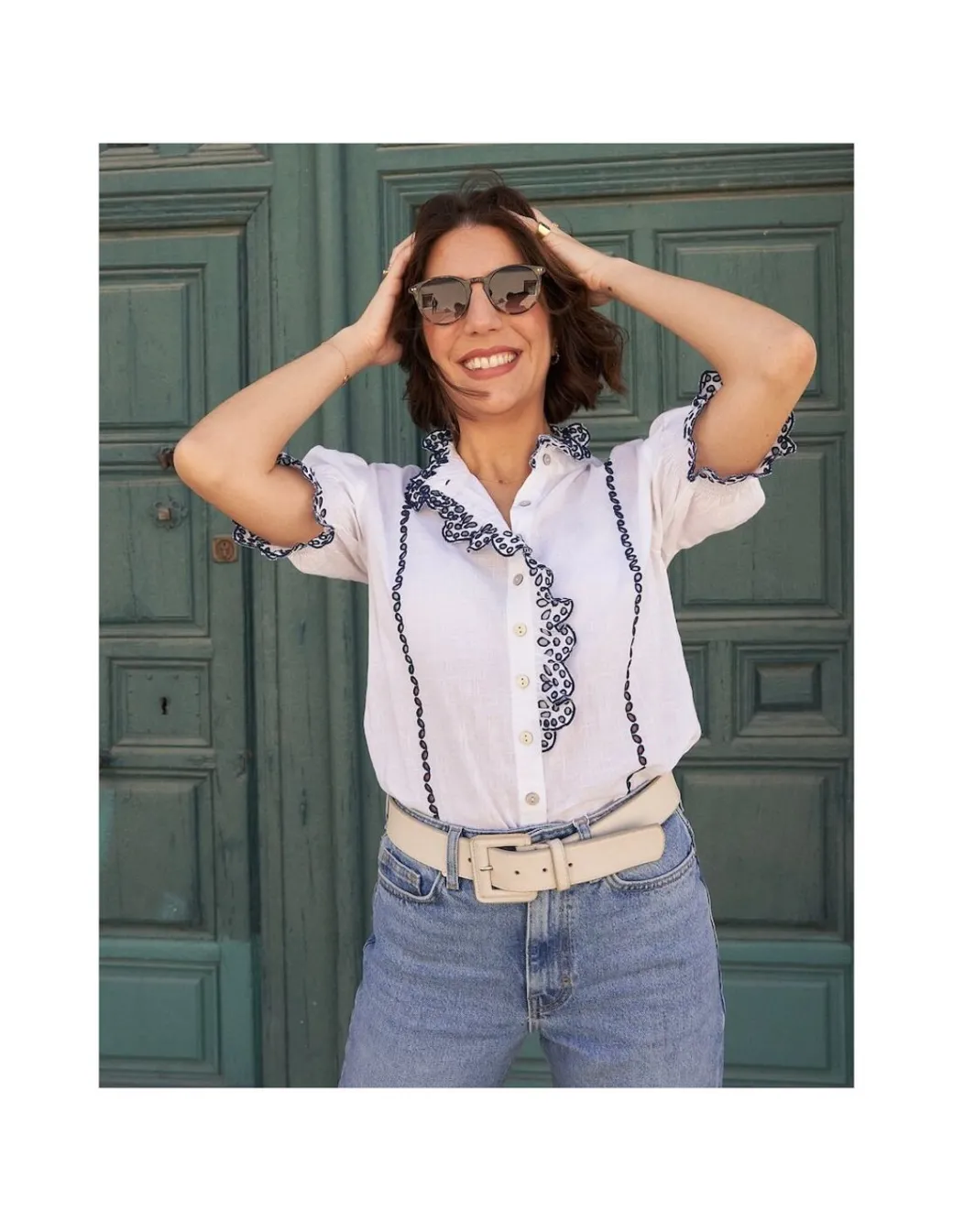 Shirts And Blouses^MONPIEL Nadia Short-Sleeve Ruffled Shirt White