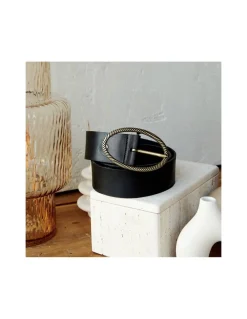 Women'S Leather Belts^MONPIEL Oval Buckle Belt Black