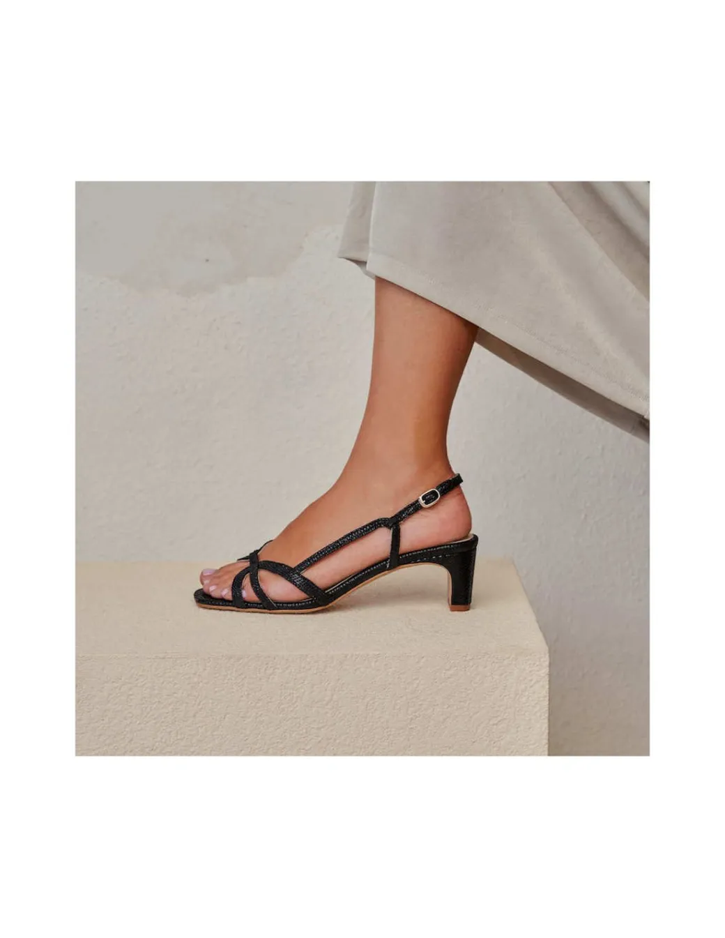 Women'S Heeled Sandals^MONPIEL Petra Rectangular Heel Sandal Black