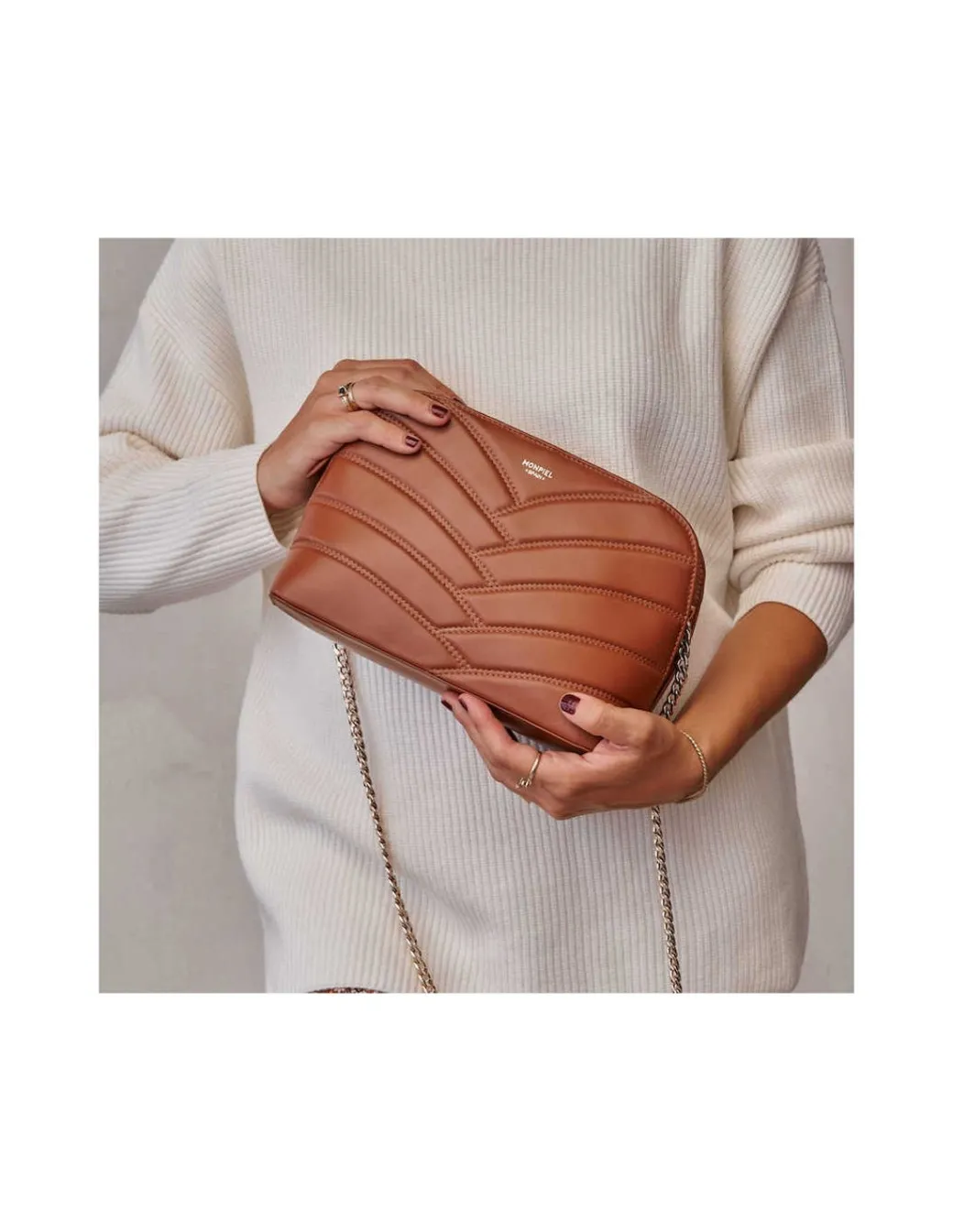 Women'S Leather Bag^MONPIEL Quilted Bag With Gold Chain Leather