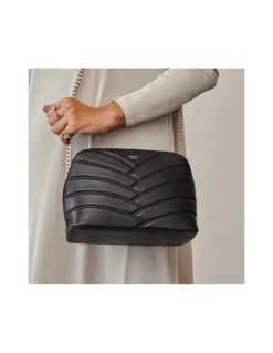 Women'S Leather Bag^MONPIEL Quilted Leather Bag With Gold Chain Black