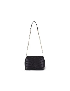 Women'S Leather Bag^MONPIEL Quilted Leather Bag With Gold Chain Black