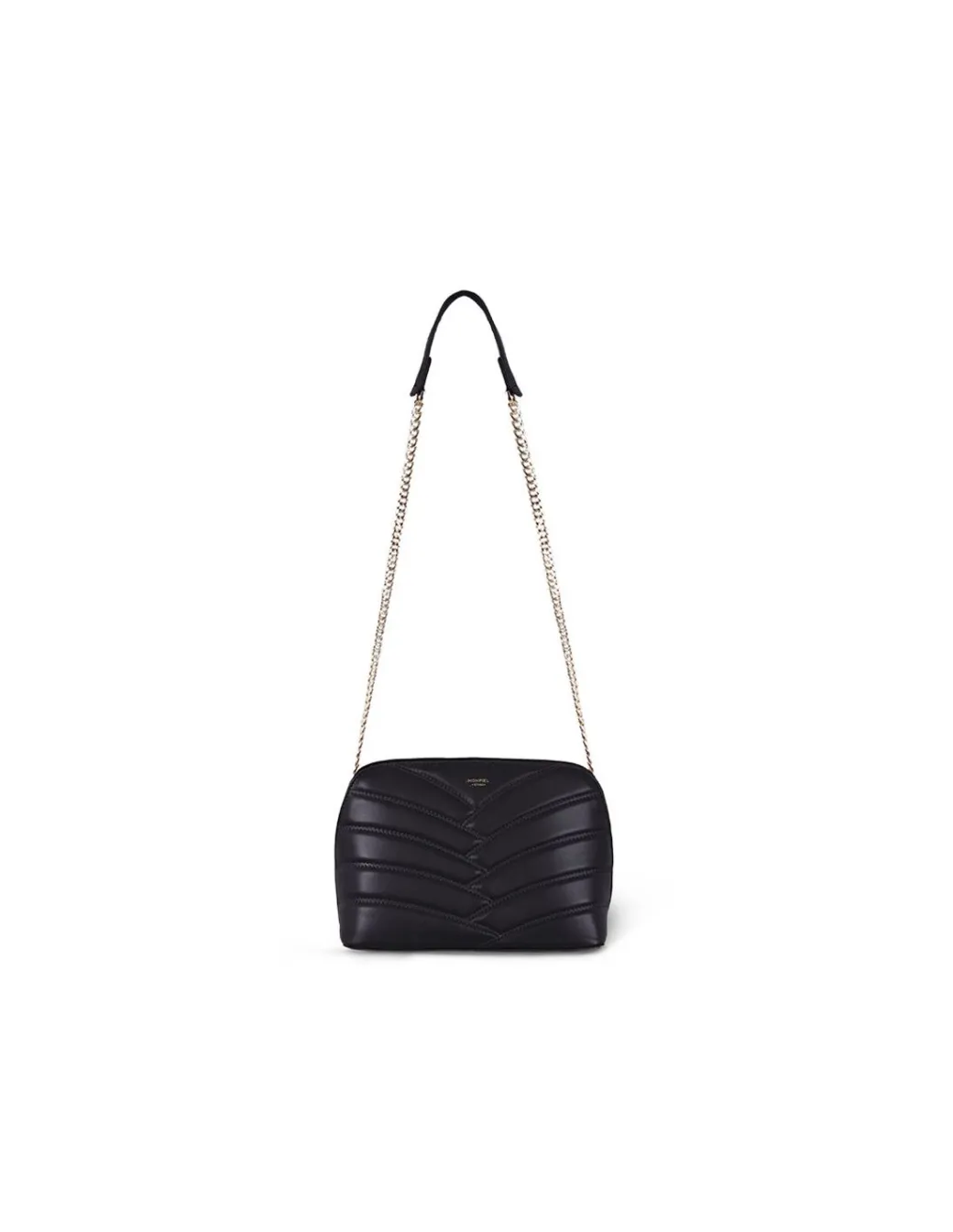 Women'S Leather Bag^MONPIEL Quilted Leather Bag With Gold Chain Black