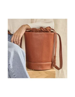 Women'S Leather Bag^MONPIEL Round Bucket Bag Havana