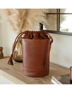 Women'S Leather Bag^MONPIEL Round Bucket Bag Havana