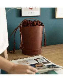 Women'S Leather Bag^MONPIEL Round Bucket Bag Havana