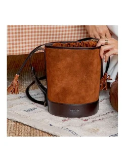 Women'S Leather Bag^MONPIEL Round Bucket Bag Tan Suede
