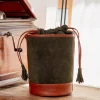 Women'S Leather Bag^MONPIEL Round Bucket Bag Green Suede