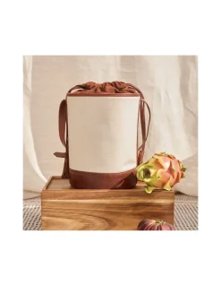 Women'S Leather Bag^MONPIEL Round Canvas Bucket Bag Leather