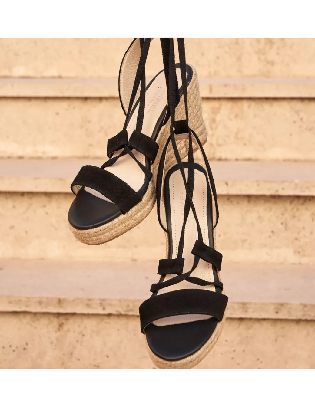Espadrille^MONPIEL Salina Wedge Espadrille With Straps Black