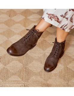 Leather Booty Woman^MONPIEL Satur Women'S Ankle Boot With Laces Brown