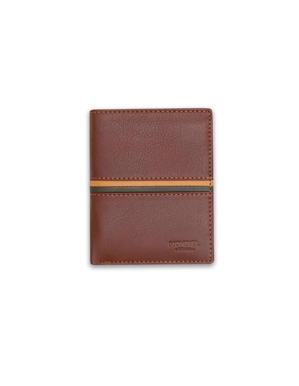 Men'S Leather Wallets^MONPIEL Single Banknote Color Stripes Havana