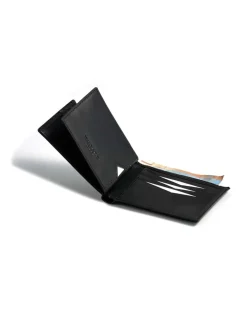 Men'S Leather Wallets^MONPIEL Small American Wallet Simple Central Logo Black