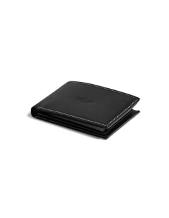 Men'S Leather Wallets^MONPIEL Small American Wallet Simple Central Logo Black