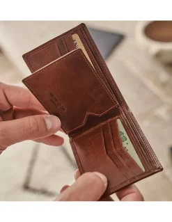 Men'S Leather Wallets^MONPIEL Small American Wallet Simple Central Logo Leather