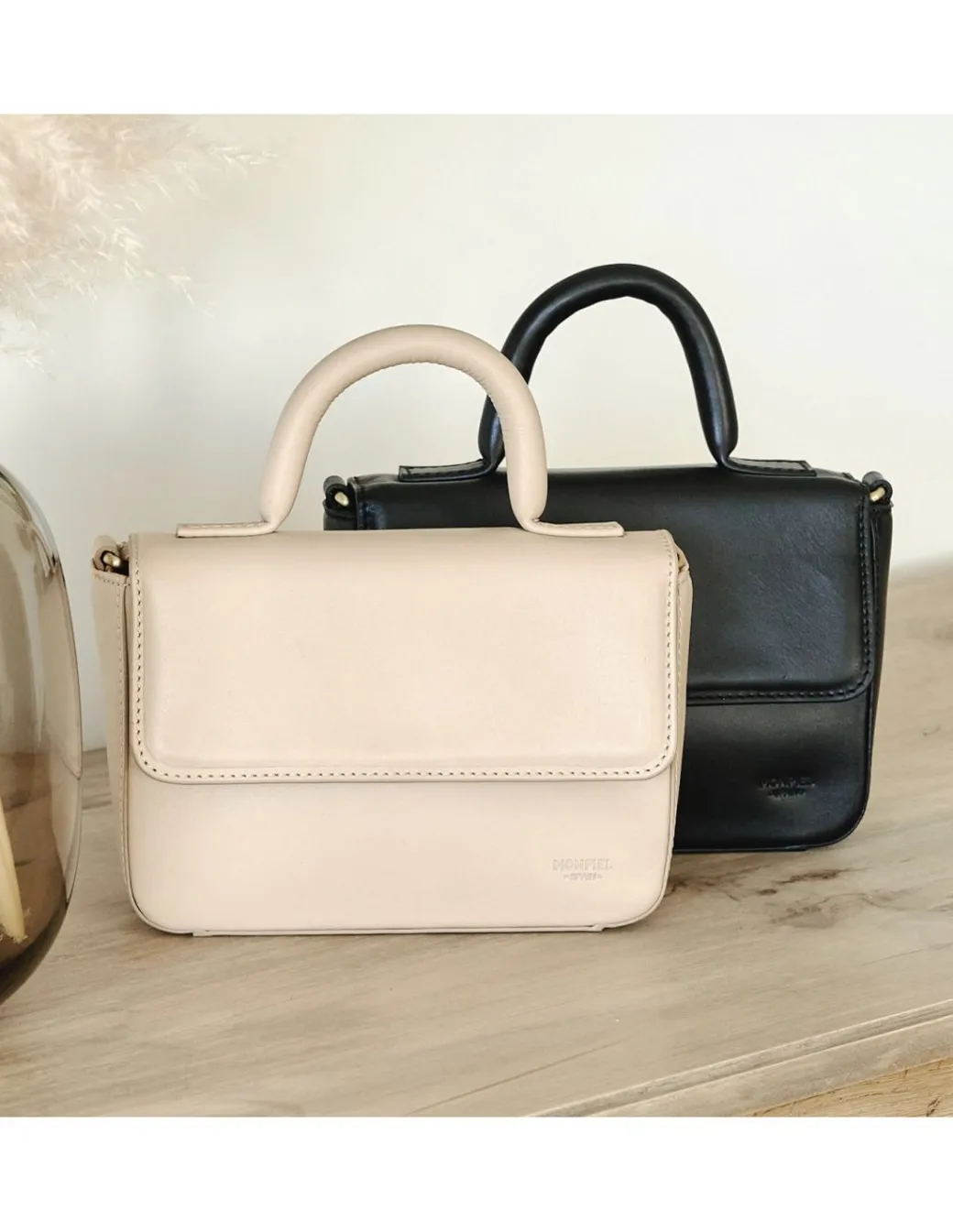 Women'S Leather Bag^MONPIEL Small Armored Leather Bag Beige