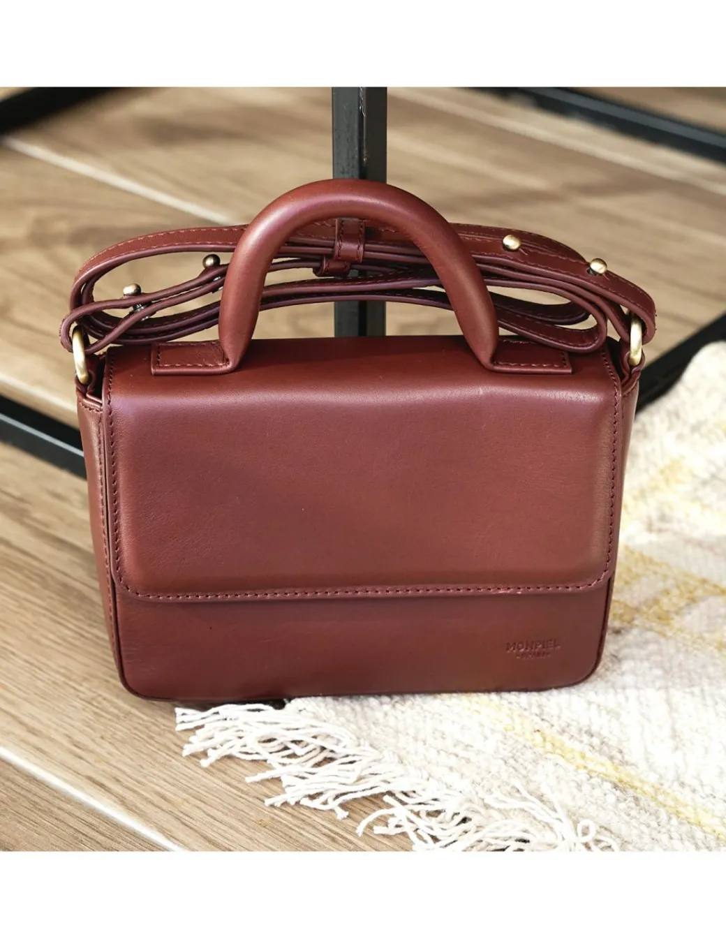 Women'S Leather Bag^MONPIEL Small Armored Leather Bag Brown