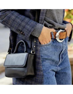 Women'S Leather Bag^MONPIEL Small Armored Leather Bag Black