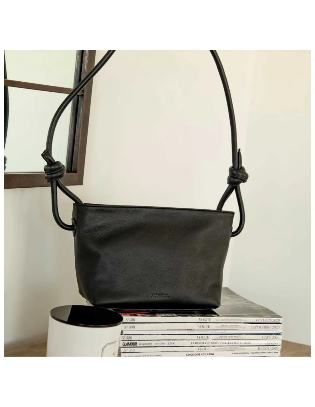 Women'S Leather Bag^MONPIEL Small Knots Bag Black