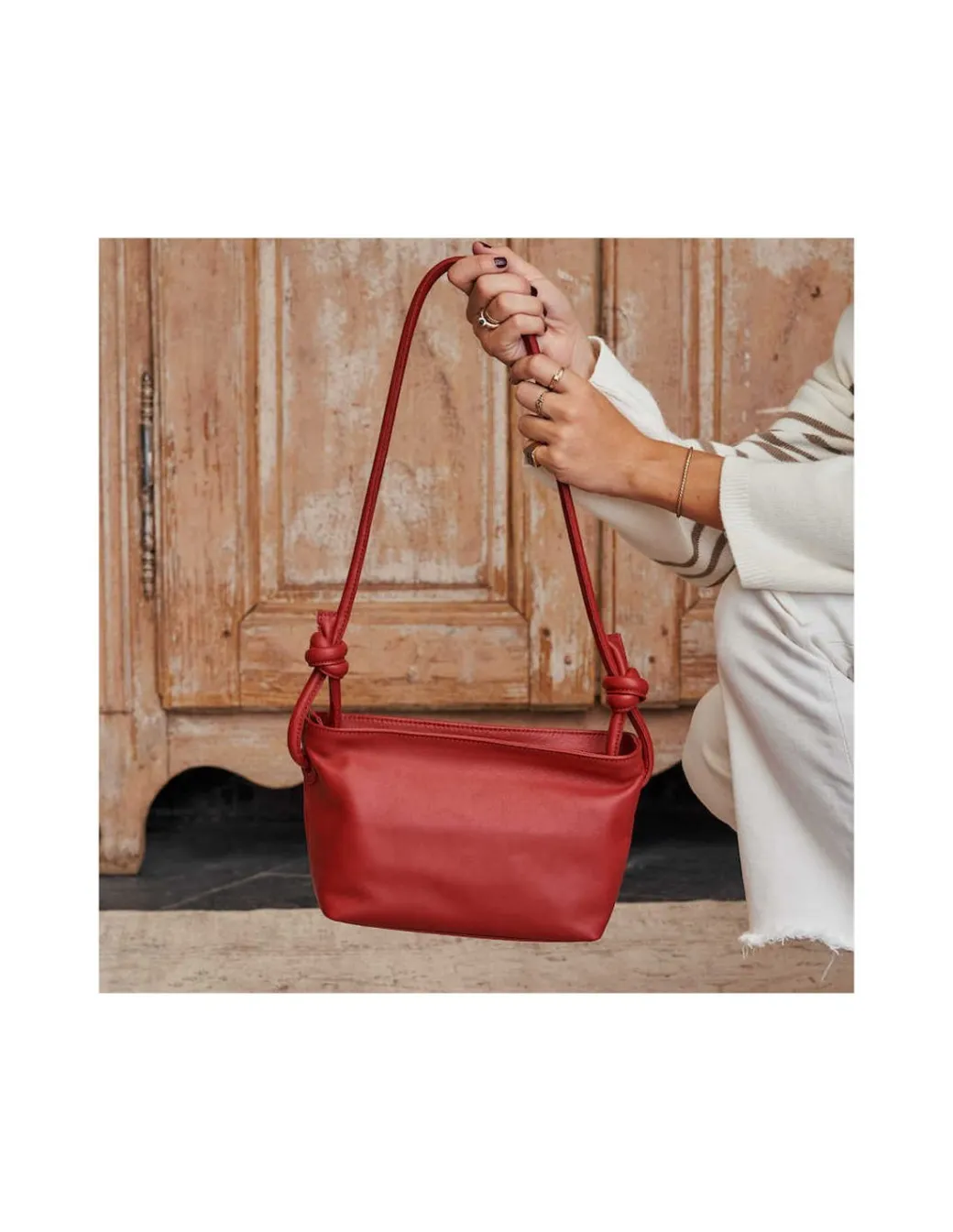 Women'S Leather Bag^MONPIEL Small Knots Bag Red