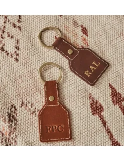 Men'S Leather Keyrings^MONPIEL Square Leather Keychain Havana