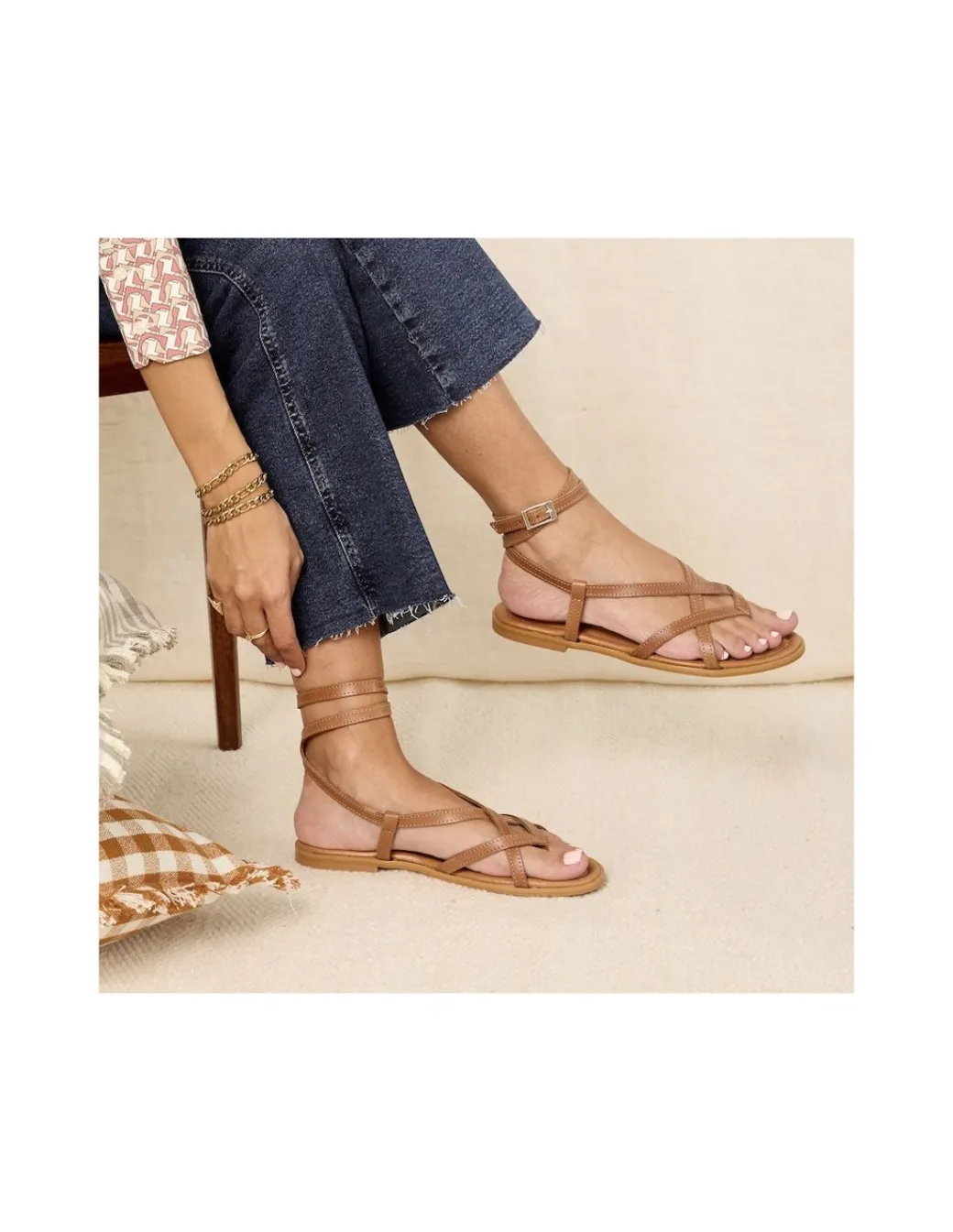 Women Leather Sandals^MONPIEL Strappy Bali Sandal Leather