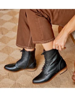Leather Booty Woman^MONPIEL Vero Women'S Leather Ankle Boots Fine Point Black