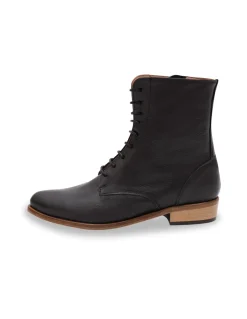 Leather Booty Woman^MONPIEL Vero Women'S Leather Ankle Boots Fine Point Black