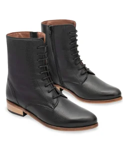 Leather Booty Woman^MONPIEL Vero Women'S Leather Ankle Boots Fine Point Black