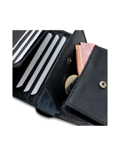 Men'S Leather Wallets^MONPIEL Wallet Billfold With Rubber Coin Purse Black