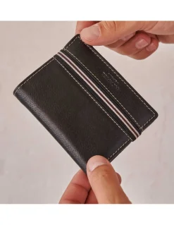 Men'S Leather Wallets^MONPIEL Wallet Billfold With Rubber Coin Purse Black